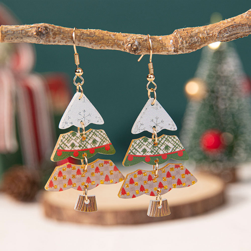 Wholesale Christmas gradient color earrings