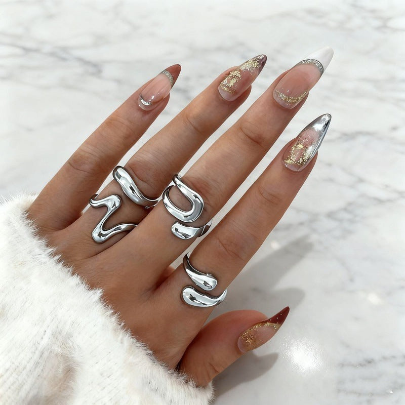Wholesale Geometric Retro Irregular Diamond Set Ring Set