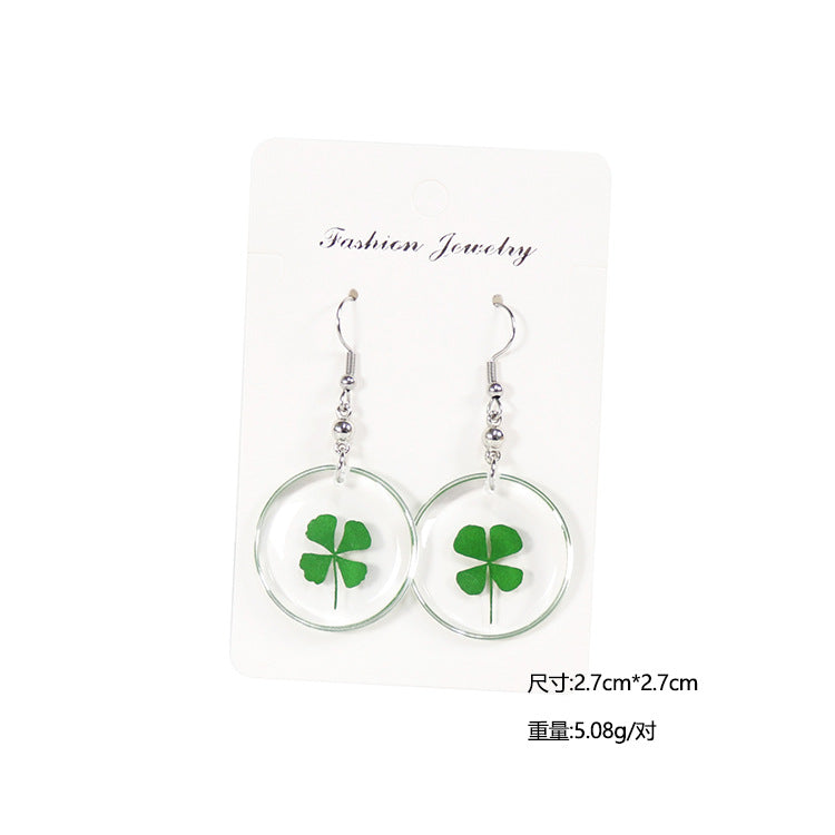 Wholesale 10pcs Four-leaf Clover Natural Specimen Earrings