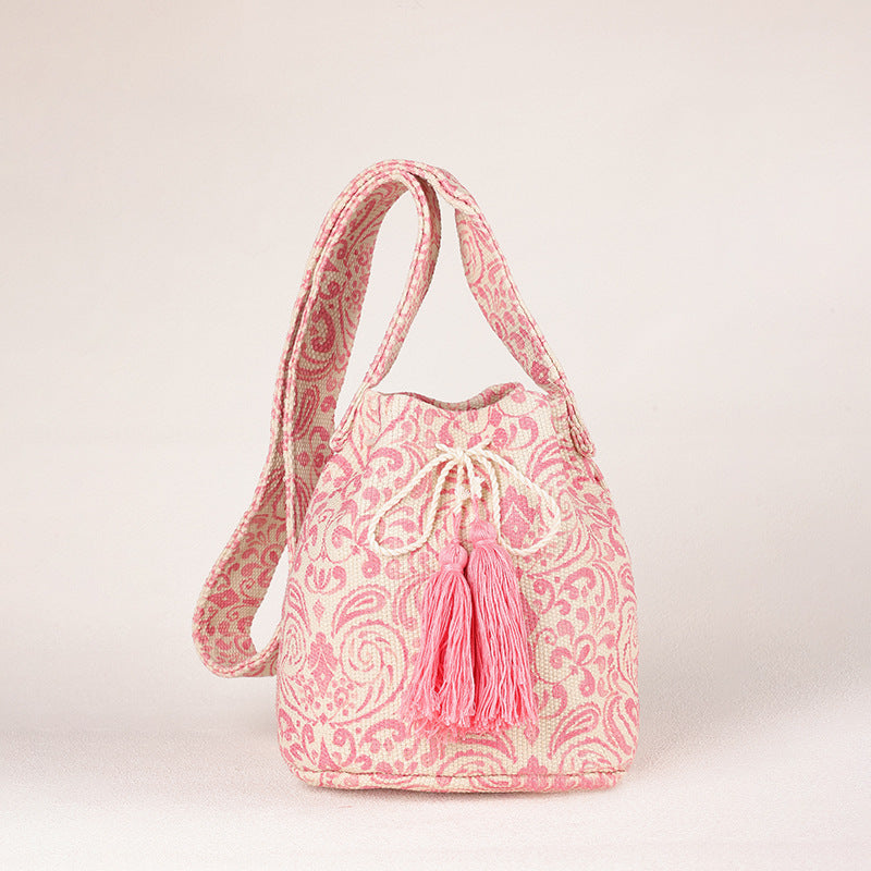 Wholesale Crossbody Bohemian Canvas Printed Bucket Bag