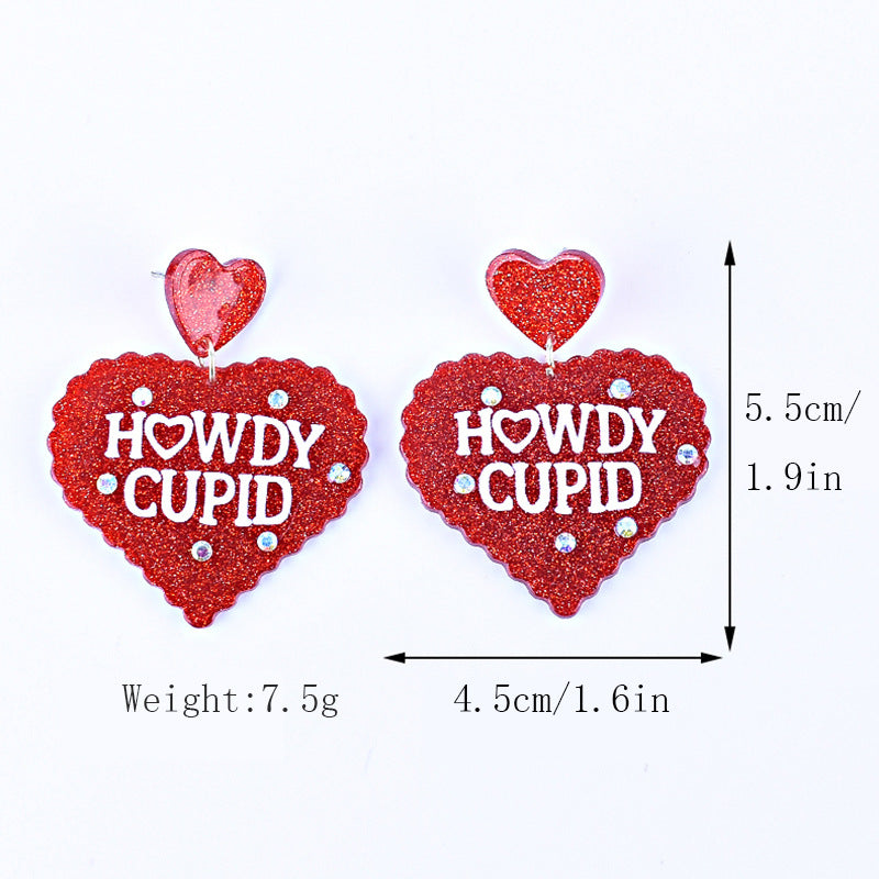 Wholesale New Valentine's Day earrings red pink purple lovely earrings Cupid letter earrings