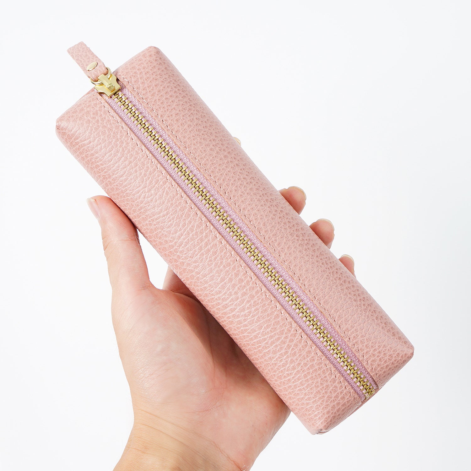 Wholesale Cowhide Lychee Zipper Creative Pencil Case