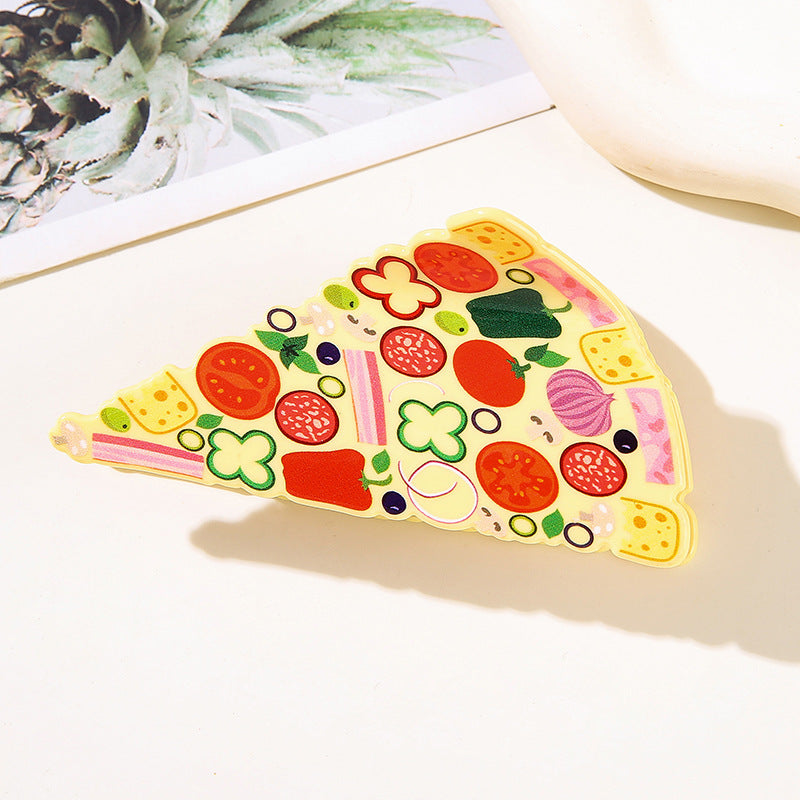 Wholesale Fun Cartoon Food Hair Clips Croissant Burger Pizza Popcorn Design PVC Hair Claw Accessory Chic Everyday Styling And Gift