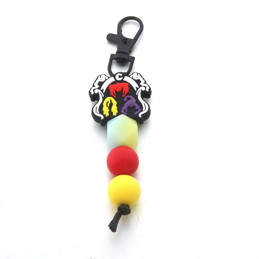 Wholesale Silicone Luminous Beaded Halloween Keychain