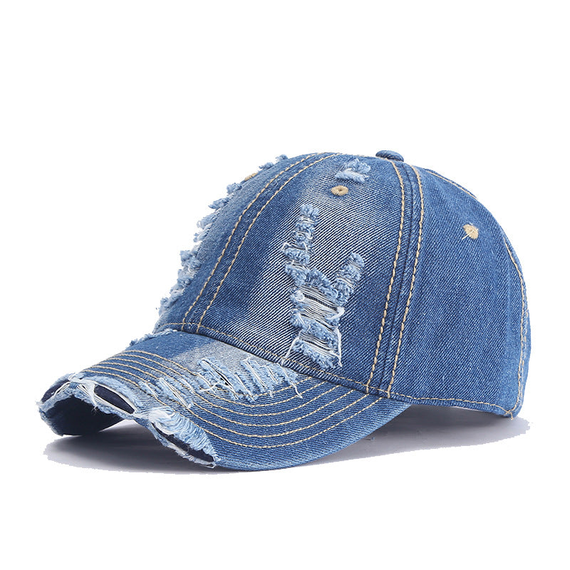 Wholesale Cotton Denim Ripped Baseball Cap