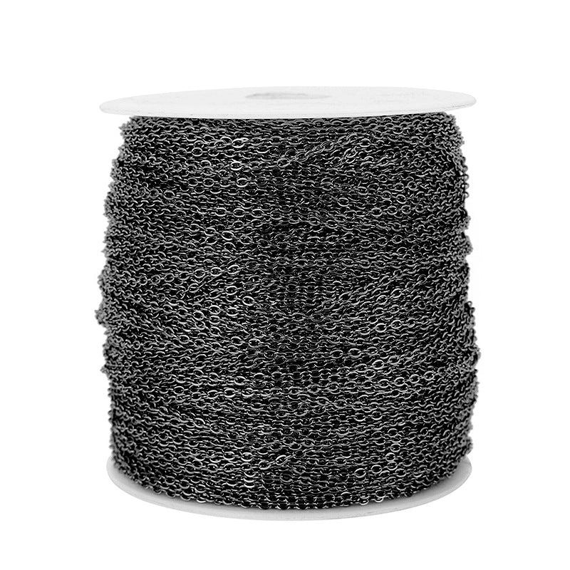 Wholesale 10pcs 8k Gold O-chain DIY Stainless Steel Flattened Cross Fine Chain