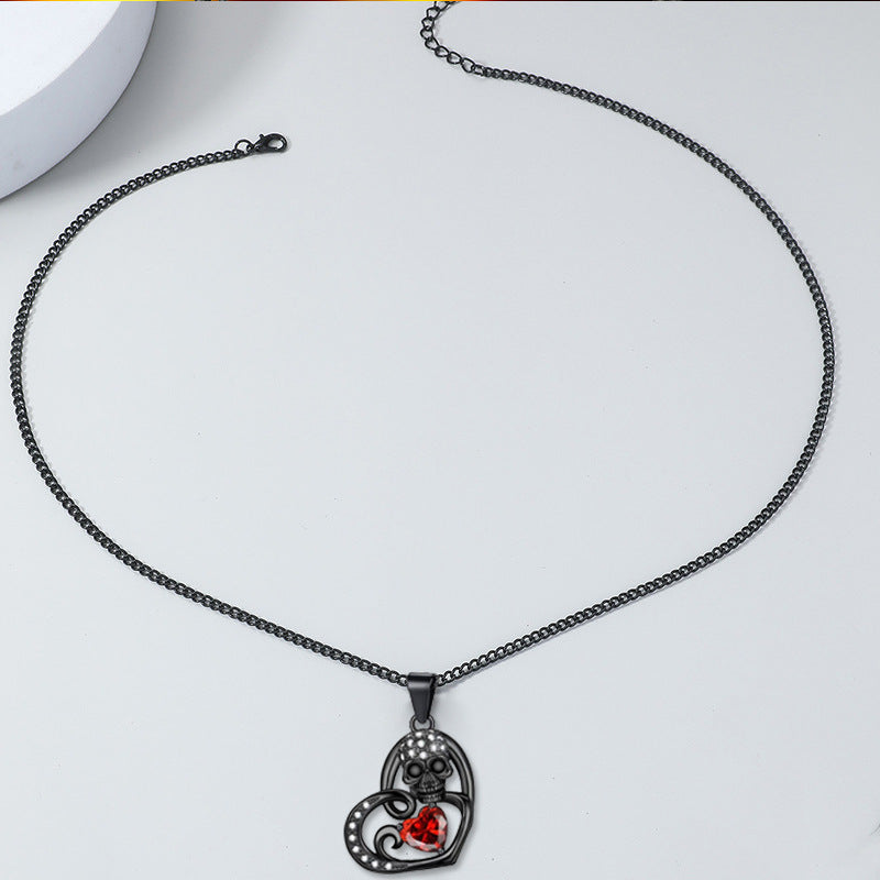 Wholesale Halloween Gothic Love Skull Necklace