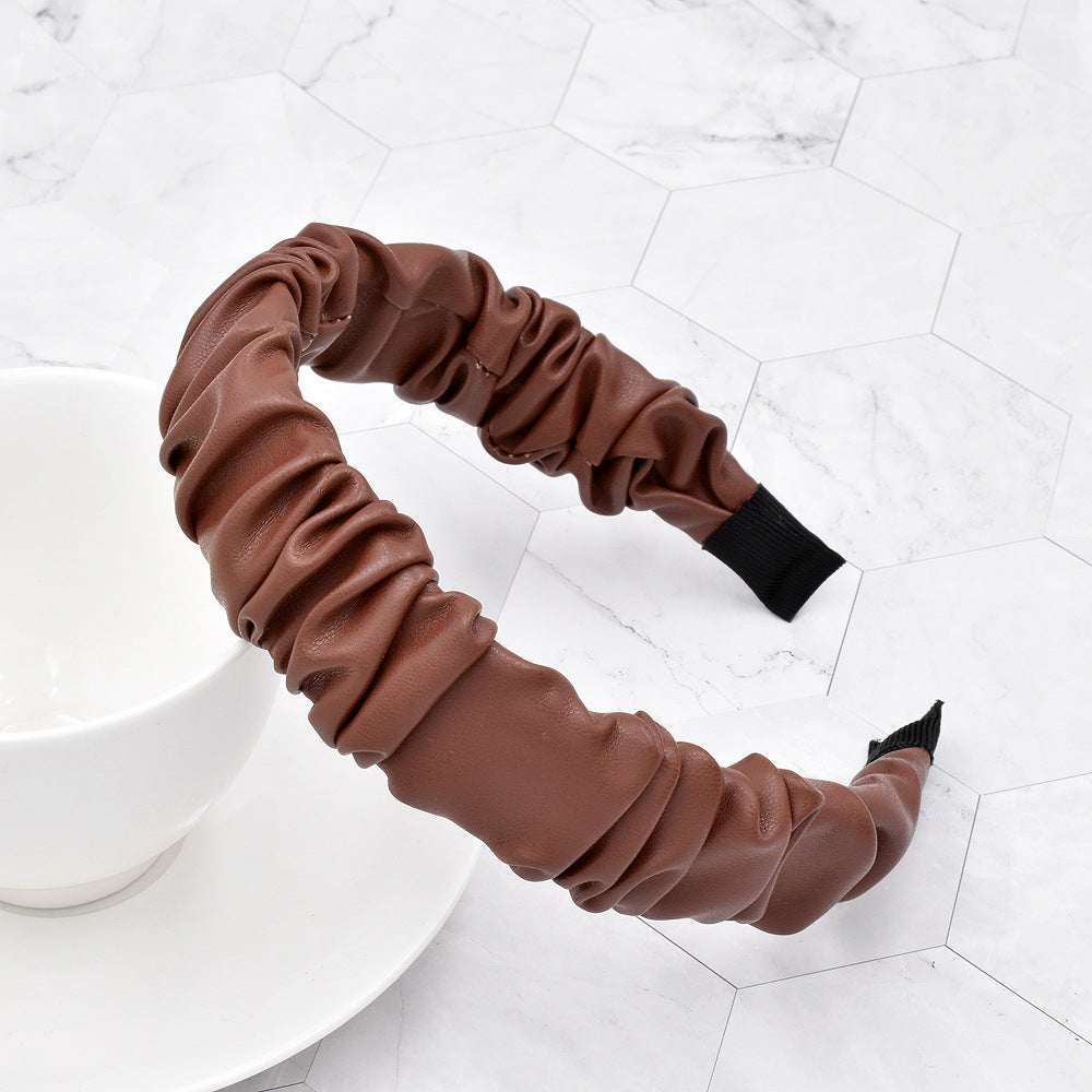 Wholesale Knotted Leather Pleated Hair Bands