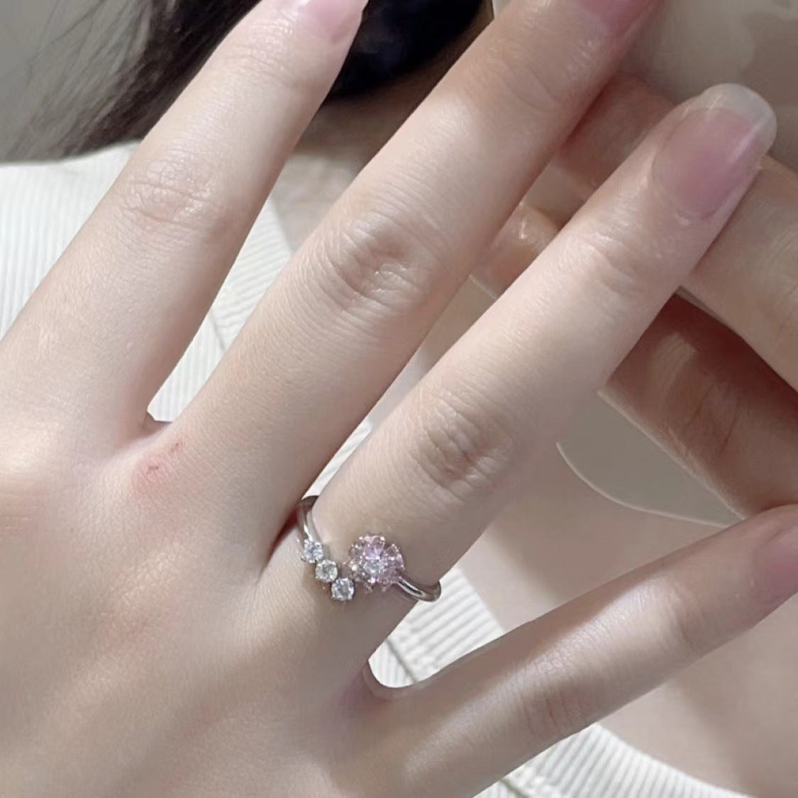 Wholesale Romantic Peach Blossom Open Ring