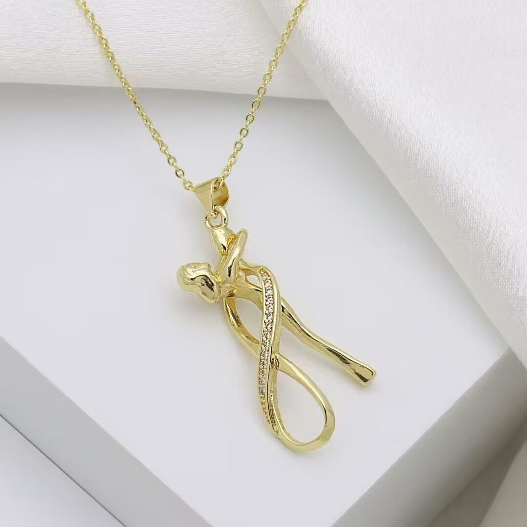 Wholesale  Stainless steel Couple Hug Pendant Necklace