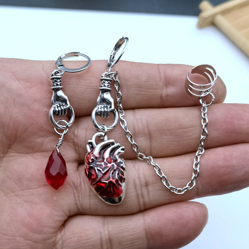 Wholesale Heart Asymmetry Vampire Ghost Alloy Earrings