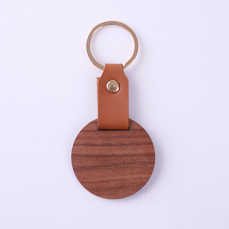 Wholesale Blank DIY Wood Sign Leather Wooden Keychain