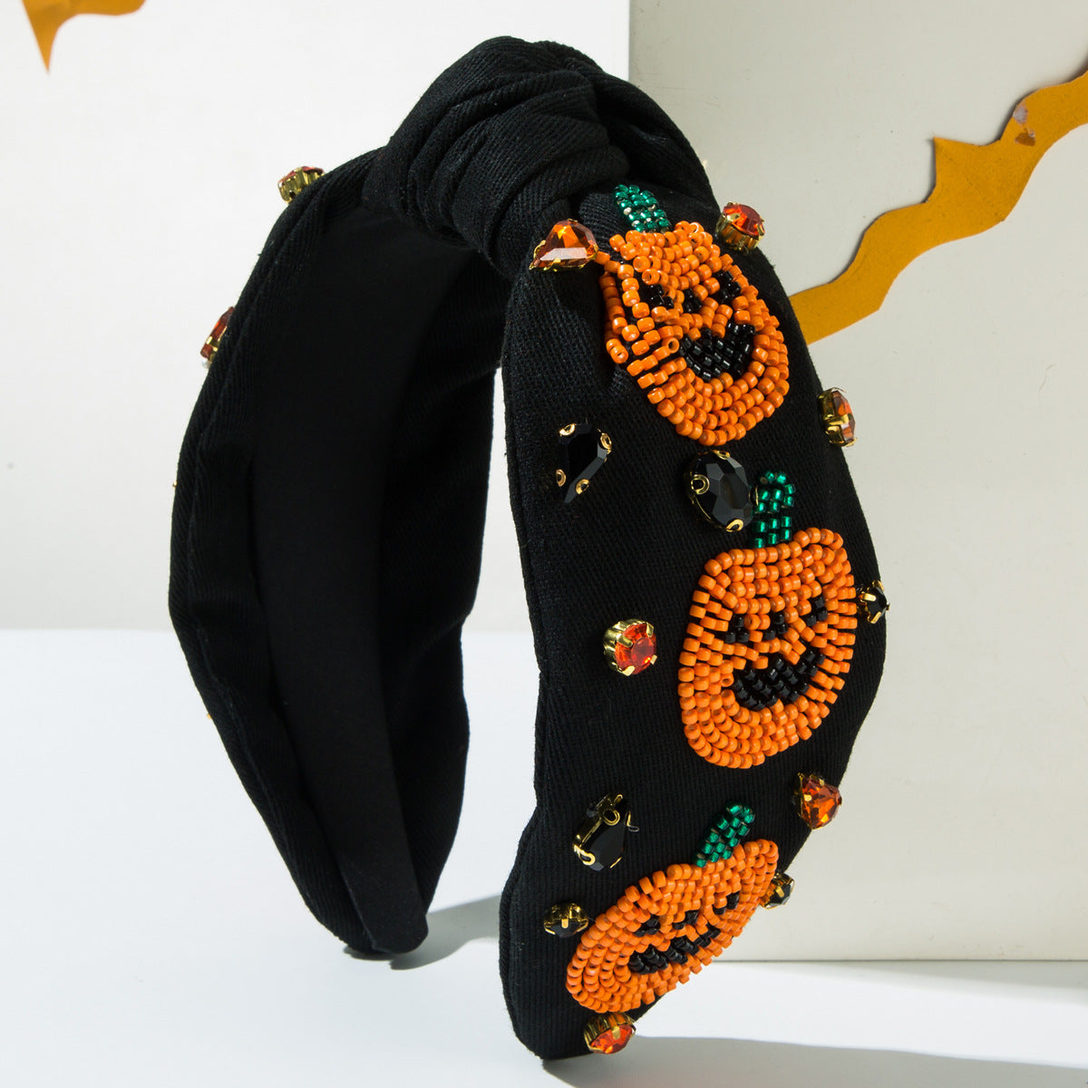 Wholesale New Halloween Women's Hand-sewn Rice Bead Pumpkin Ghost Pattern Headband