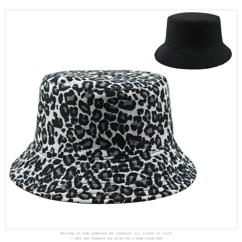 Wholesale Fashion Leopard Pattern Retro Simple Double Sided Pot Hat Spring and Autumn Outdoor Leisure Street Soft Brimmed Letter Embroidered Sunscreen Fisherman's Hat