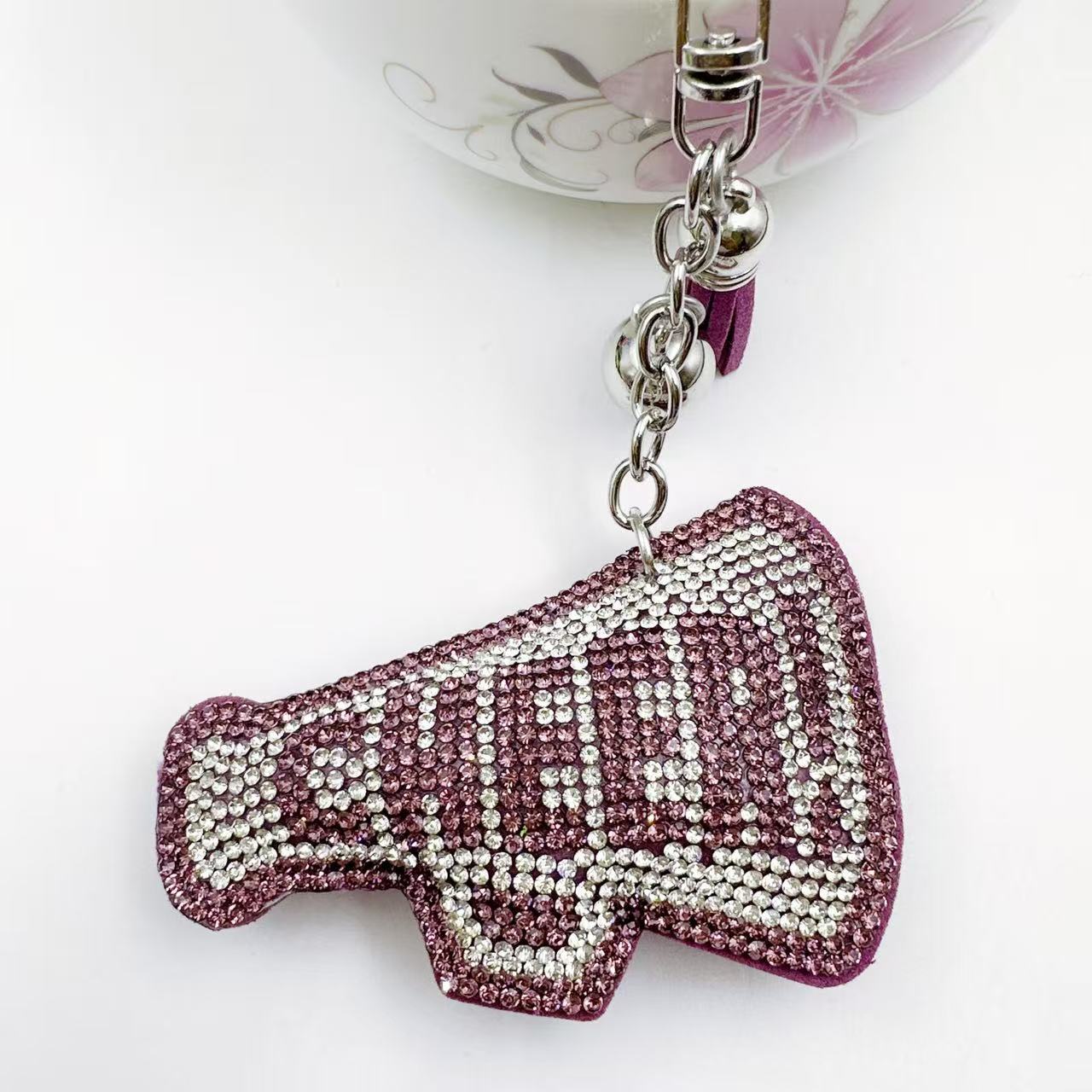 Wholesale  Velvet Hot Diamond Letter Cheer Keychain