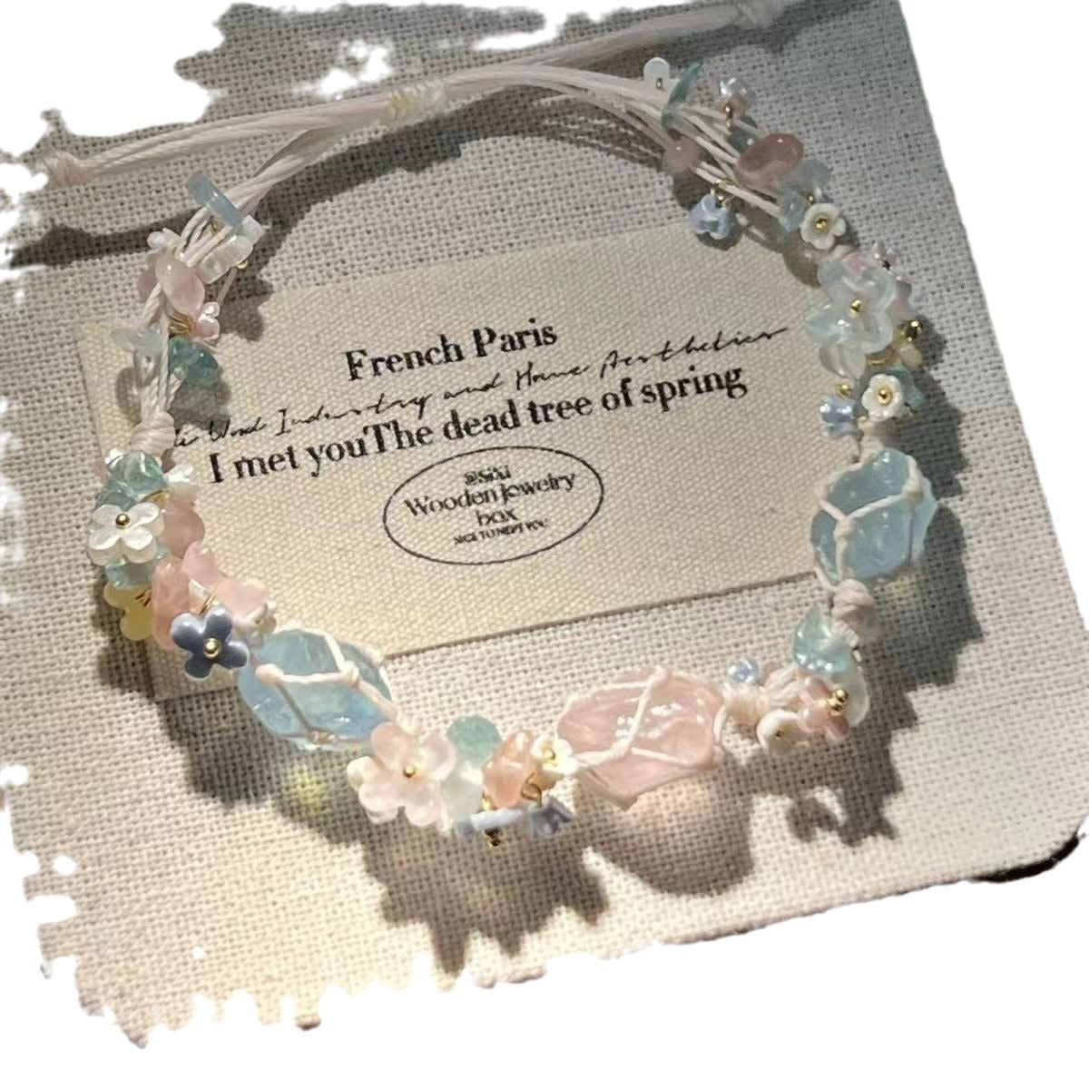 Wholesale Crystal raw stone woven pink crystal strawberry crystal bracelet