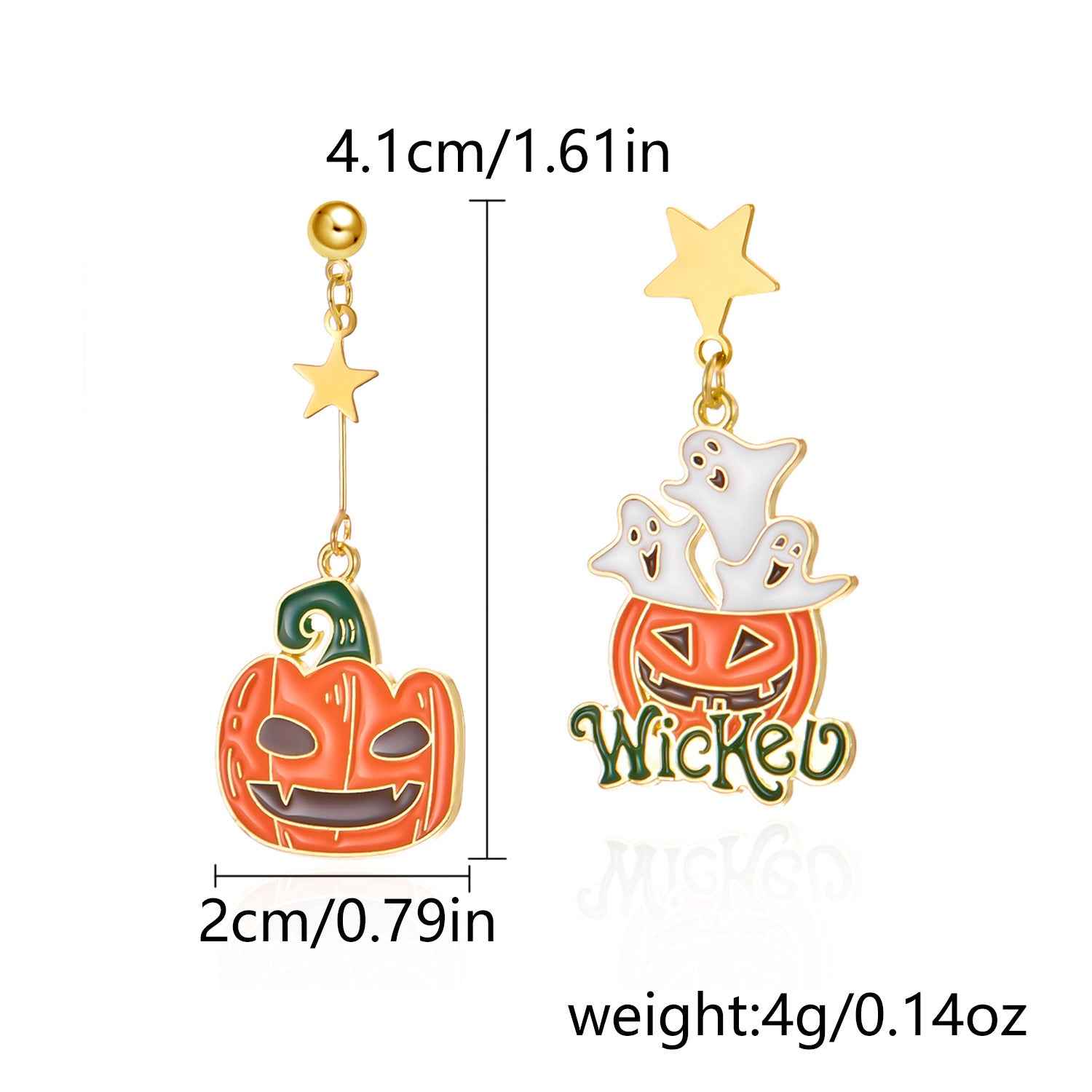 Wholesale Halloween Asymmetrical Pumpkin Ghost Earrings