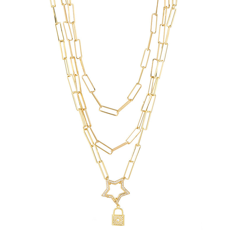 Wholesale Pig Nose Chain Zircon Multi-row Stacking Set Chain