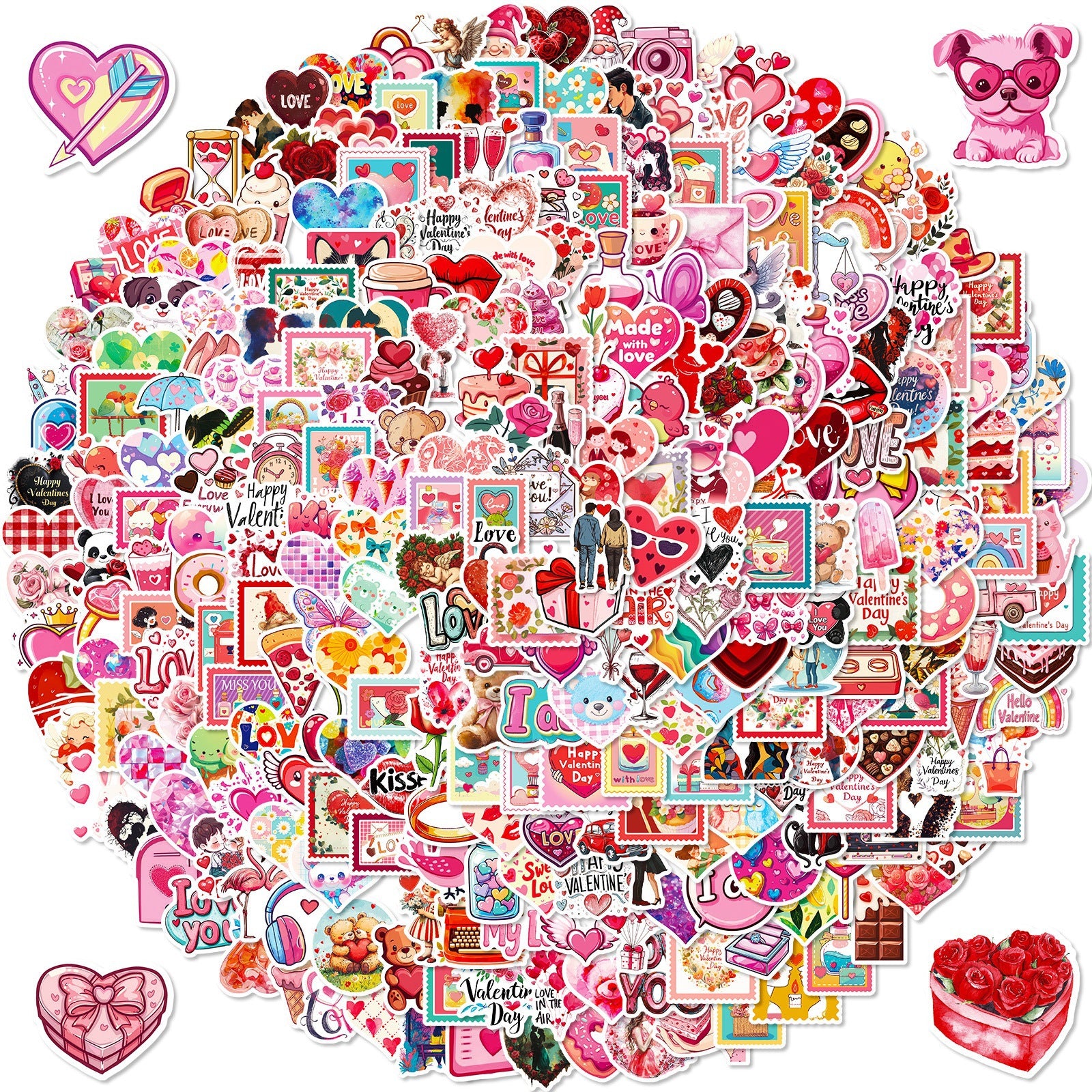 Wholesale 300pcs Romantic Pink Valentine' s Day Love Chocolate Stickers