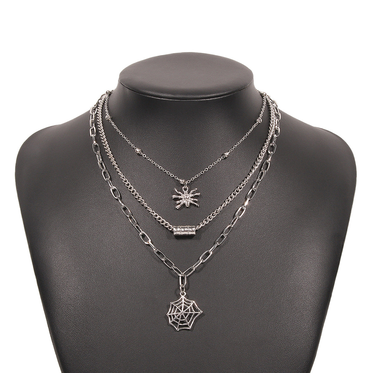 Wholesale Halloween Spider Web Multi-layer Simple Necklace