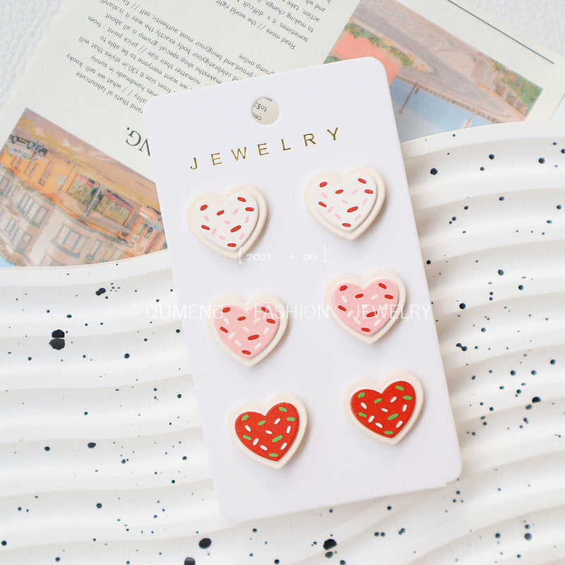 Wholesale Valentine' s Day Cute Peach Heart Cookies Acrylic Earrings