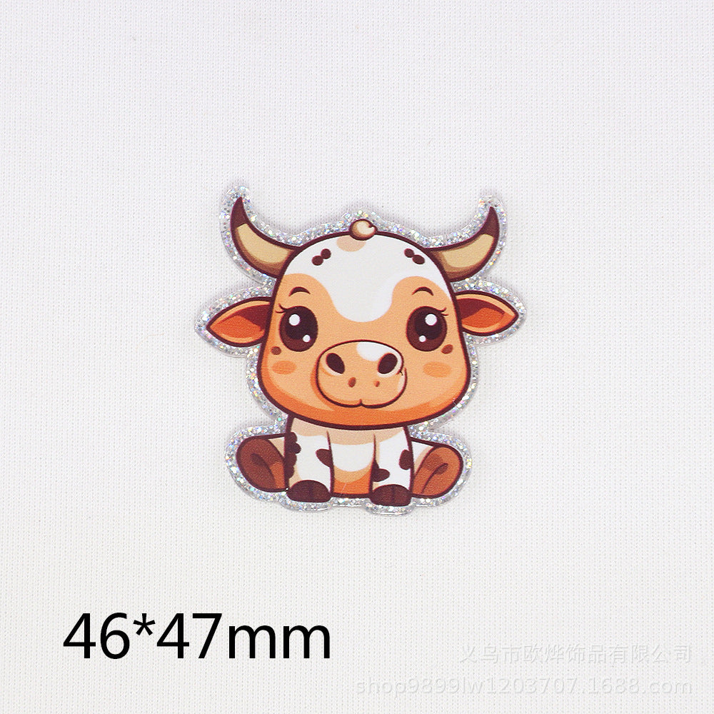 Wholesale 10PCS FlatBack Cartoon Dragon Calf Letter Ornaments Acrylic DIY Patch Accessories