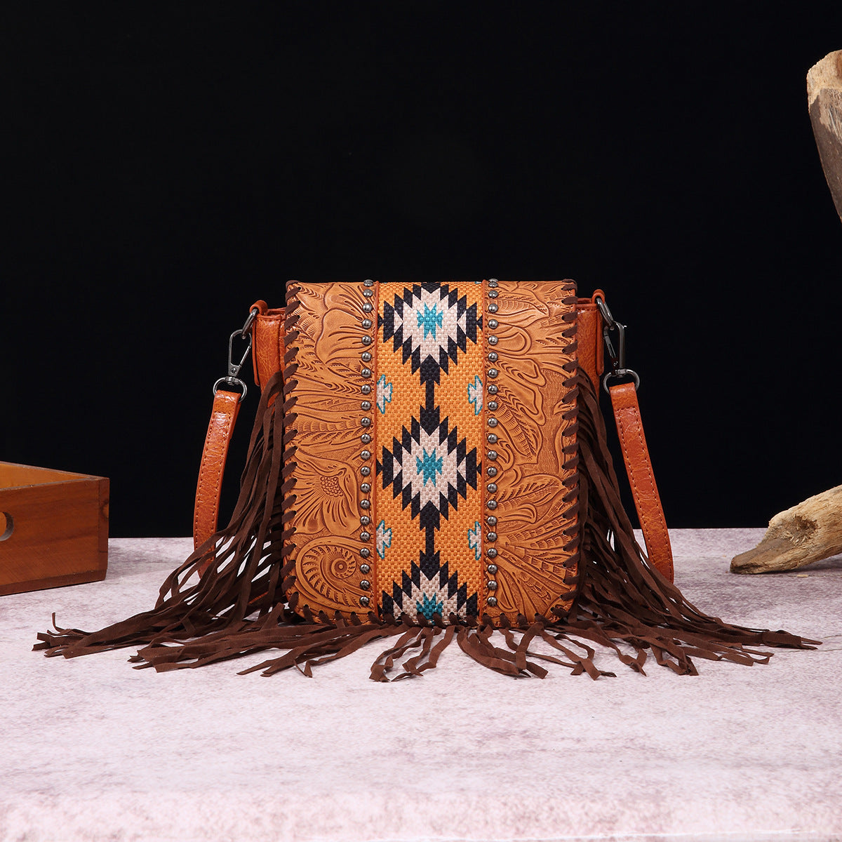 Wholesale Bohemian Aztec Leather Carved Shoulder Crossbody Bag