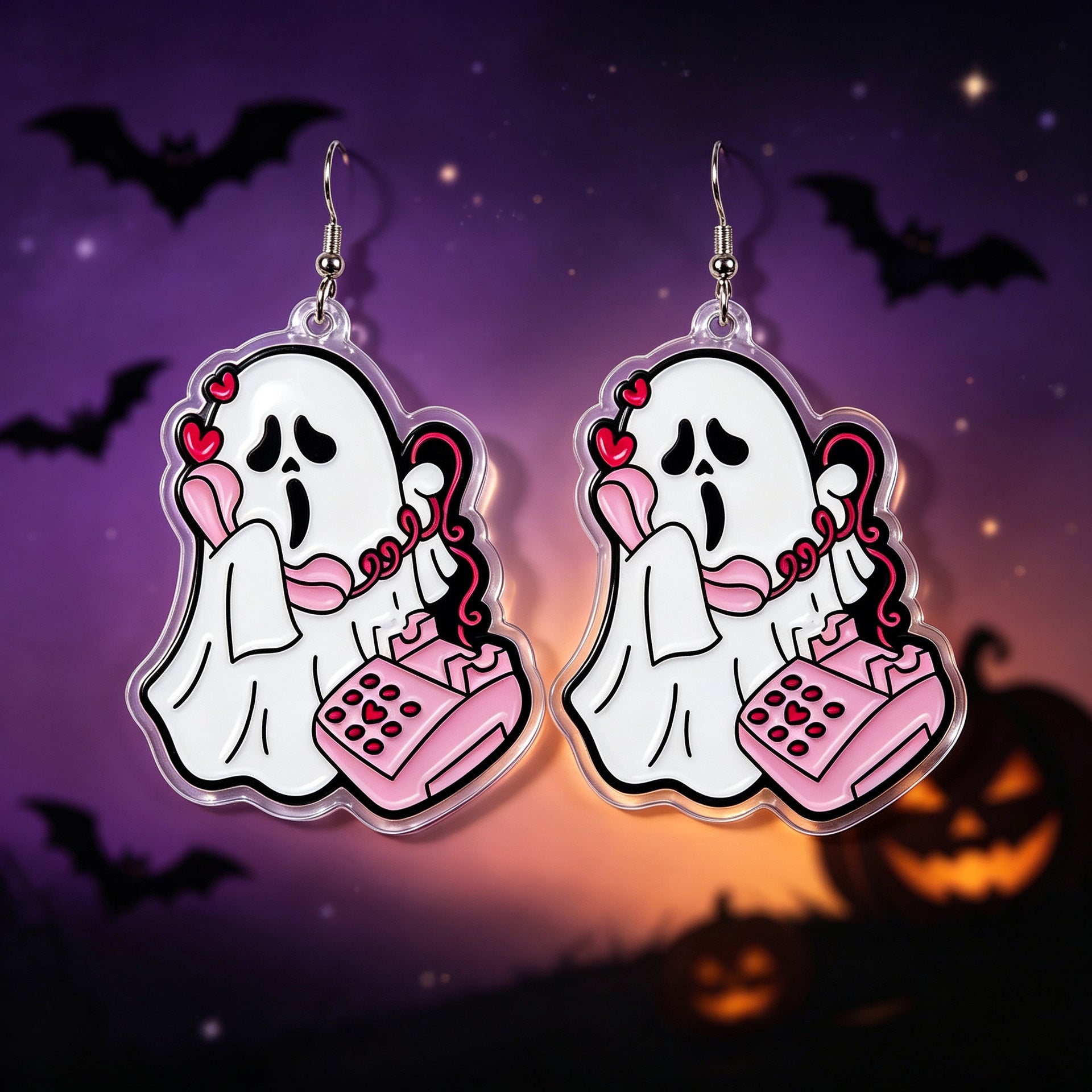Wholesale  Ghost Cartoon Acrylic Earrings Funny Reading Design Cute Fashion Accessory For Party And Casual Wear