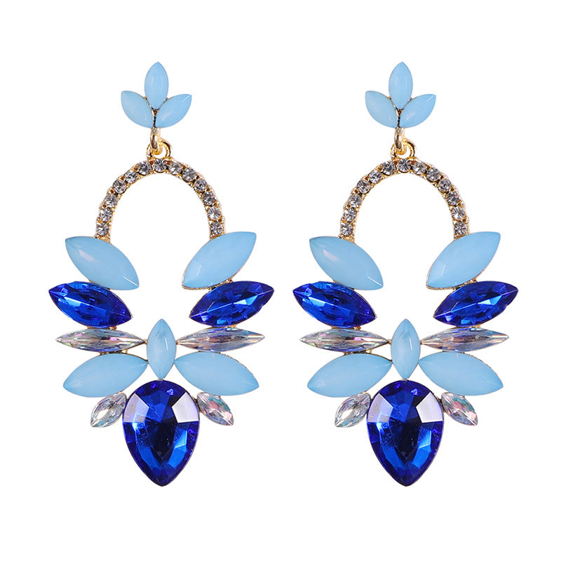 Wholesale Blue Diamond Series Retro Large Grain Sapphire Earrings