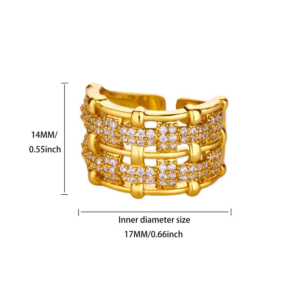 Wholesale Copper inlaid zircon full diamond open ring