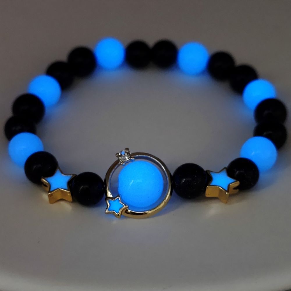 Wholesale Obsidian gold sandstone and noctilucent fluorite bracelet