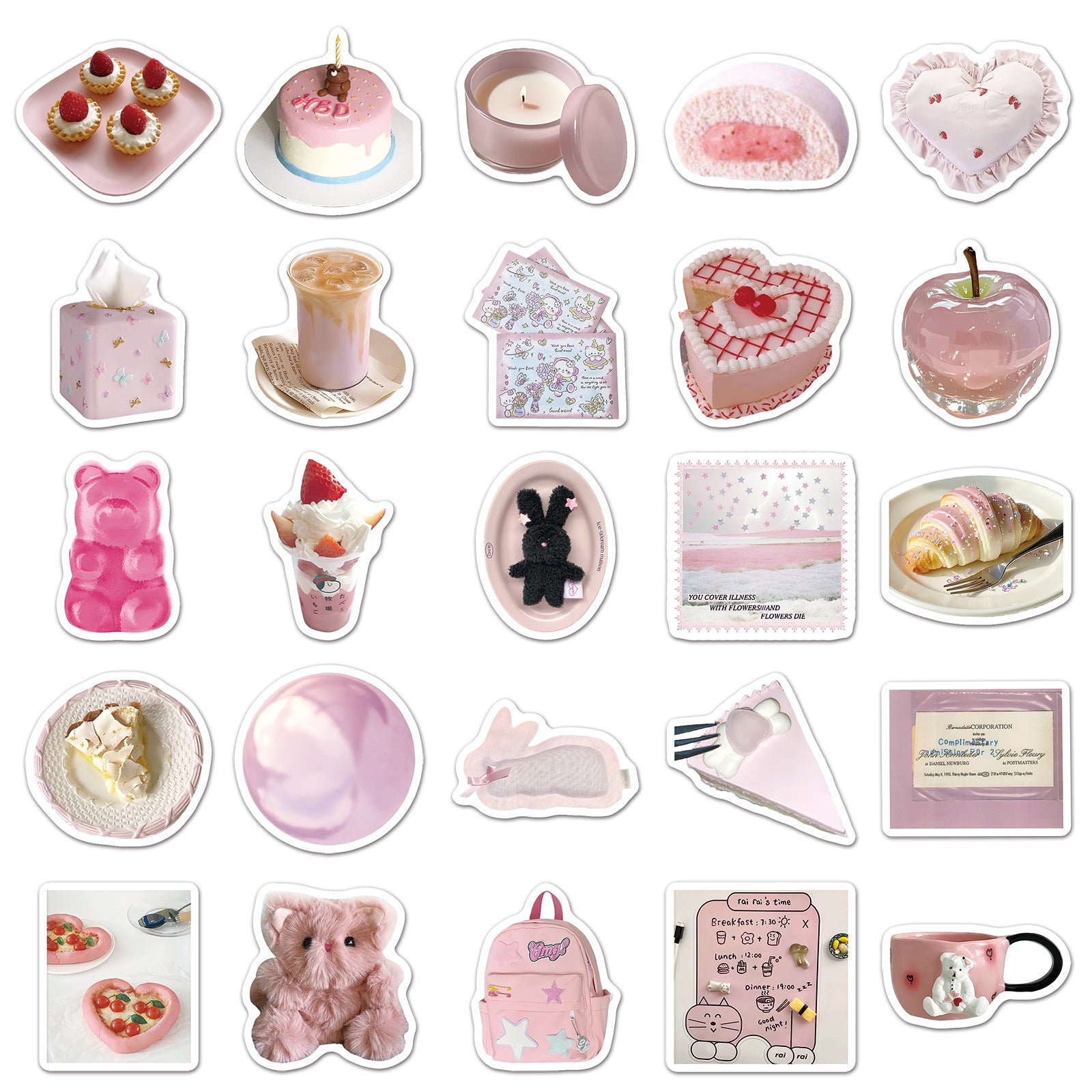 Wholesale 100 cute soft pink butterfly doodle stickers