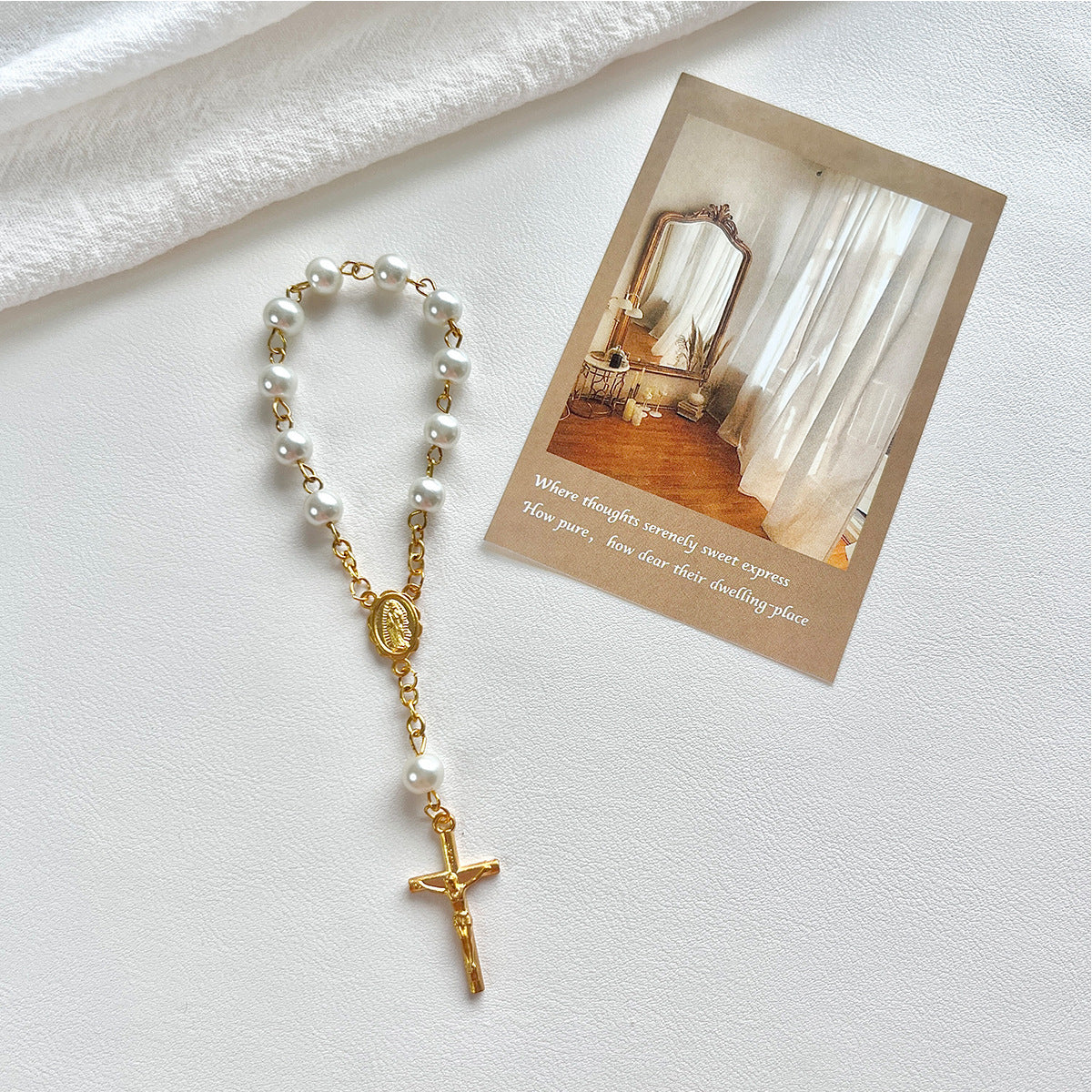 Wholesale Pearl baptismal communion gift  love cross finger chain
