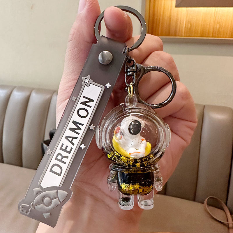 Wholesale Cartoon Floating Bottle Astronaut Car Quicksand Acrylic Keychain