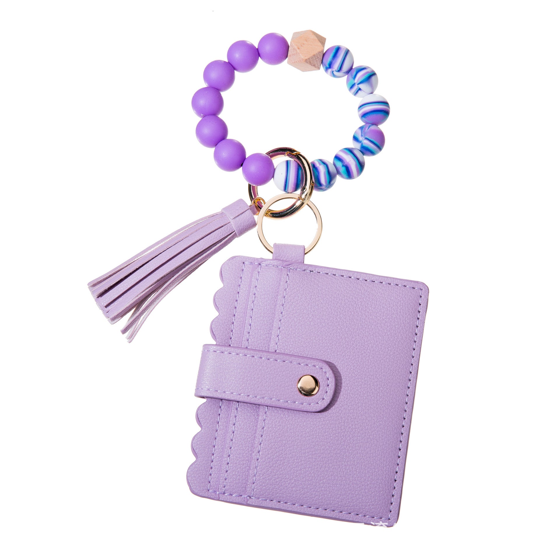 Wholesale Card Holder Colorful Silicone Beaded Wrist Keychain