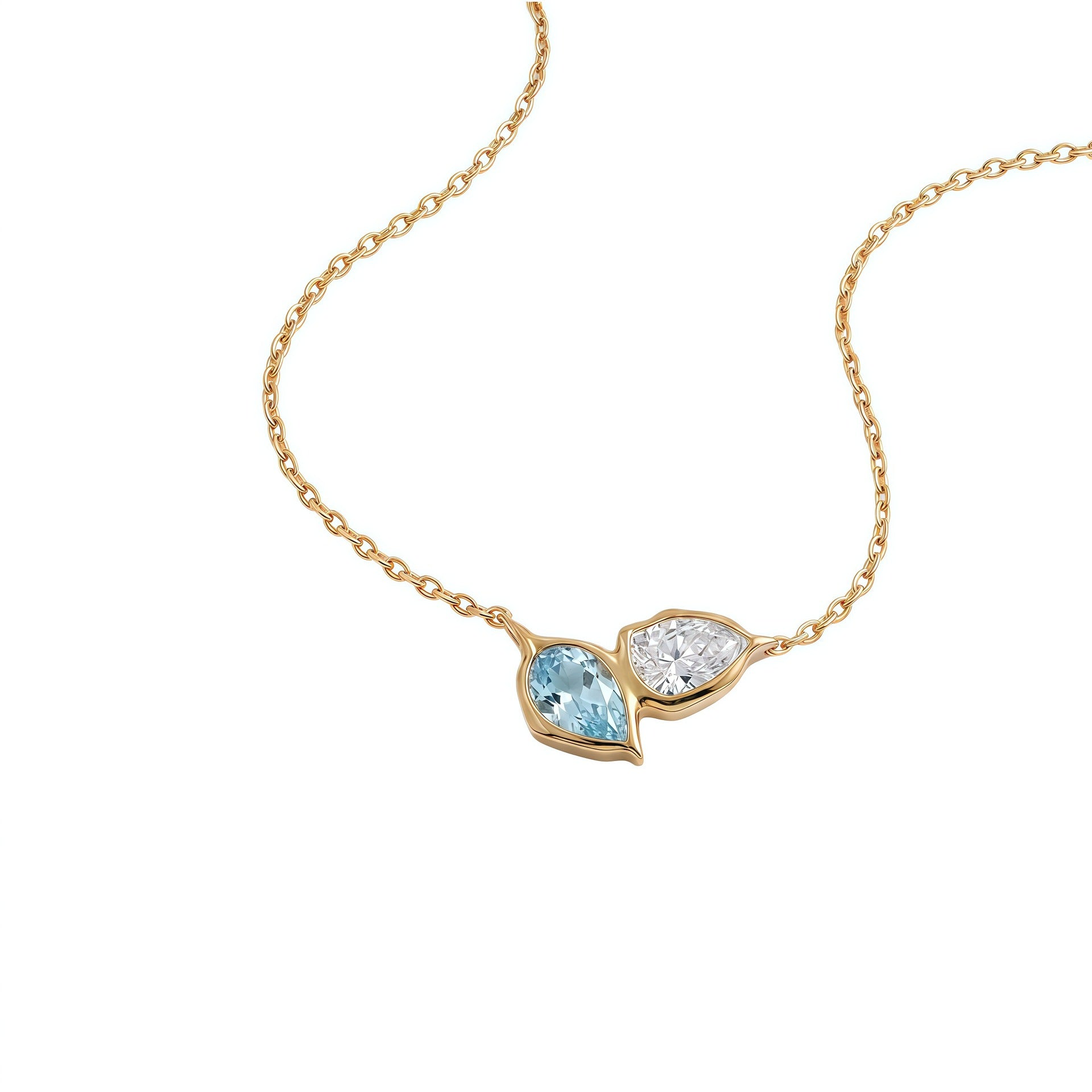 Wholesale Stylish 12 Birthstone Leaf Pendant Necklace Stainless Steel Electroplated Fashion Jewelry Gift