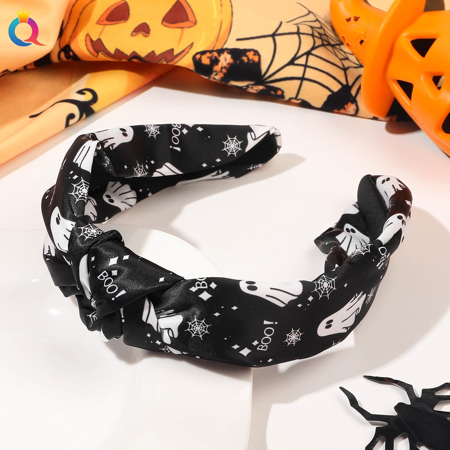 Wholesale Halloween Pumpkin Knotted High Skull Headband