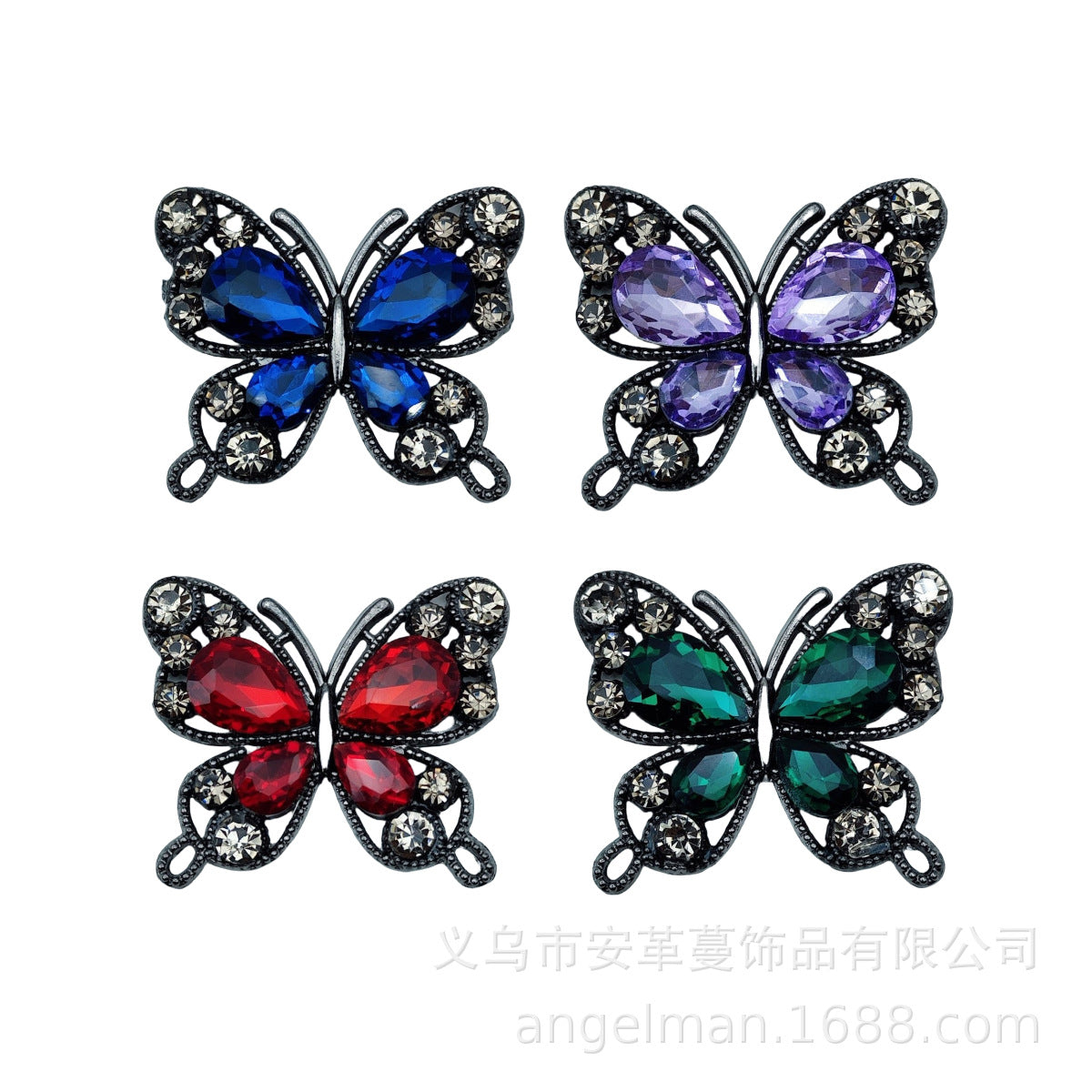 Wholesale Single-sided alloy diamond butterfly DIY beads