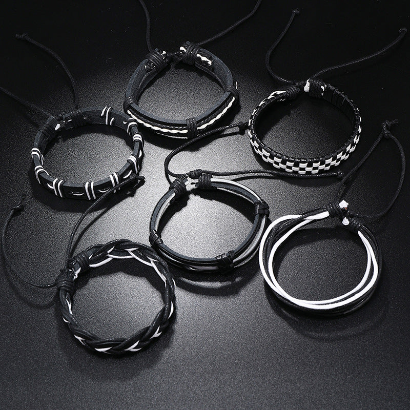 Wholesale Handwoven Multi-layer Leather DIY 6 Piece Set Bracelet