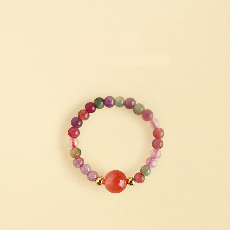 Wholesale Natural South Red Jade Agate Pearl Garnet Amethyst Ring