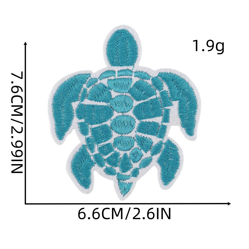 Wholesale Polyester Thread Embroidered Turtle Patch Colorful Cute Applique For Clothing Craft Supply