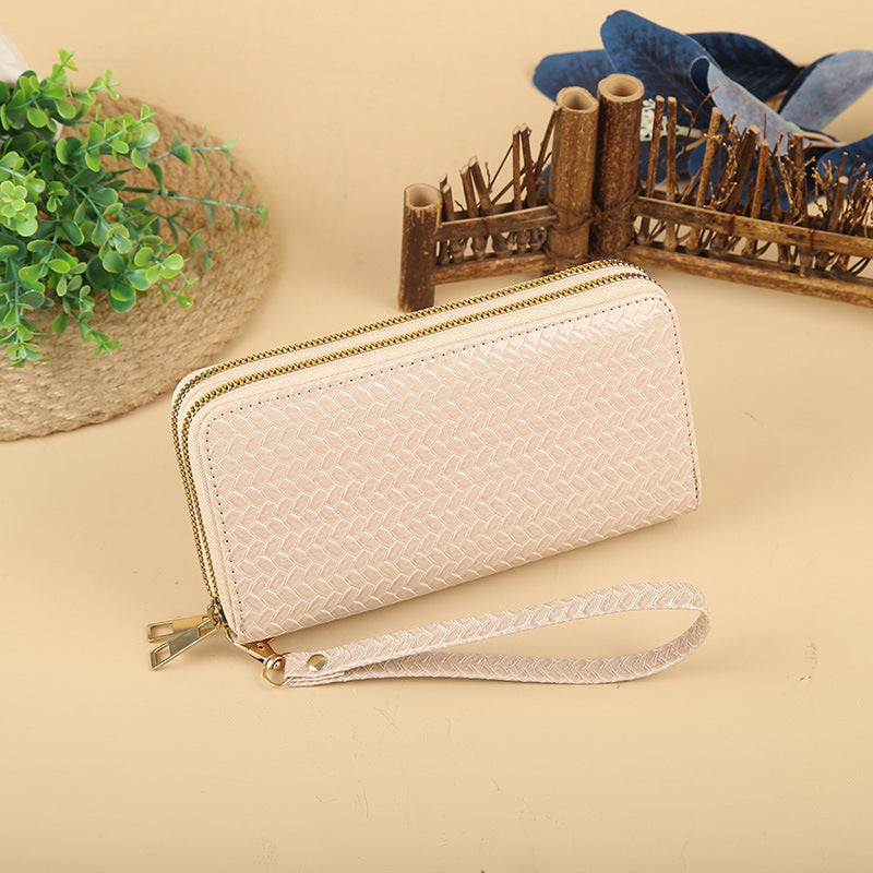 Wholesale Simple Woven Zipper Long Wallet for Women