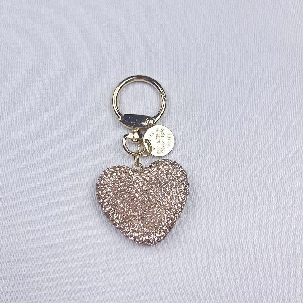 Wholesale Full Diamond Peach Heart Car Key Pendant Fashion Hang Tag Openable Love Keychains