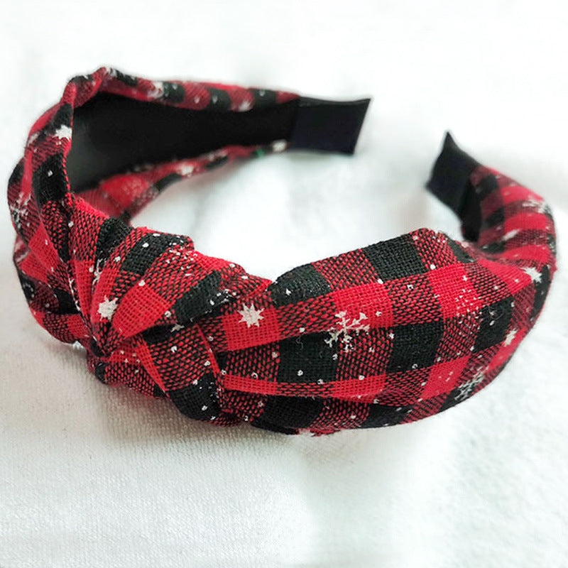 Wholesale Christmas Series Plaid Bow Cloth Headband