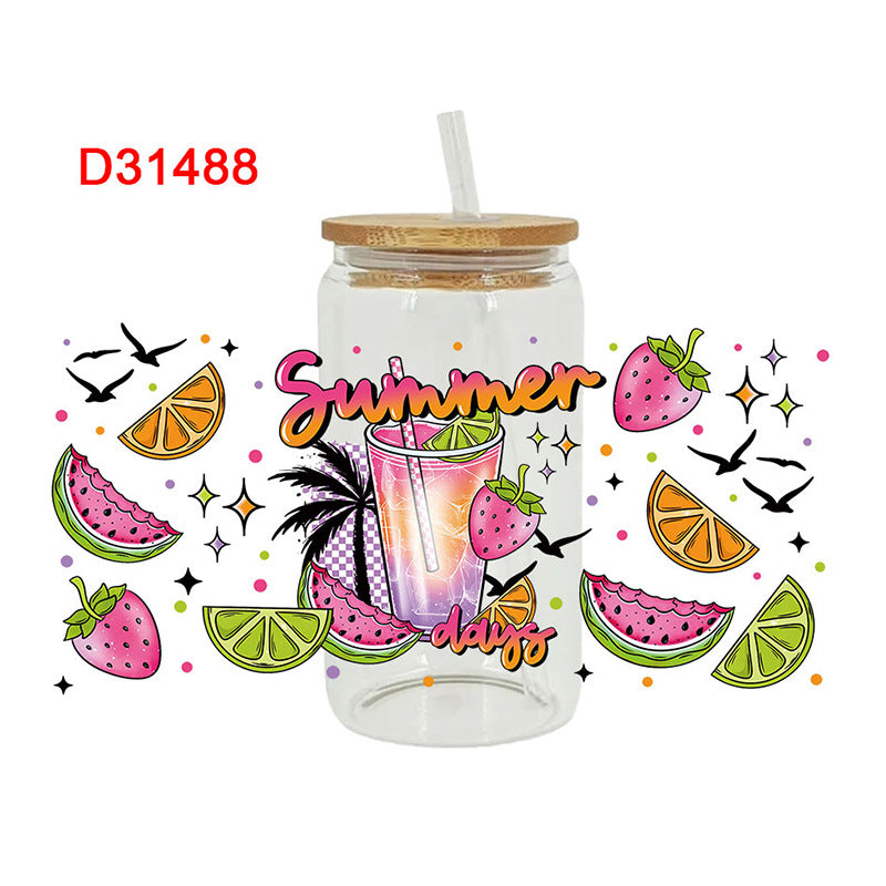 Wholesale Colorful Fruits in Summer 16oz Cup UV DTF Wraps