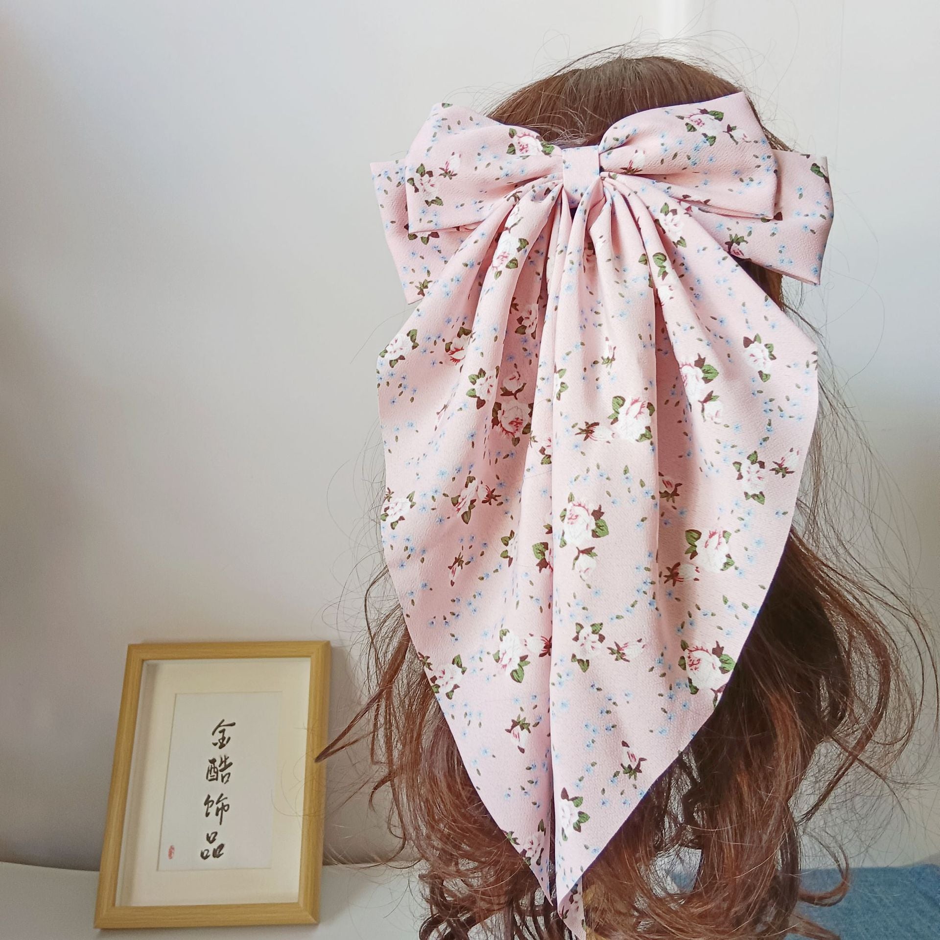 Wholesale Fabric Floral Scarf Ribbon Bow Spring Clip