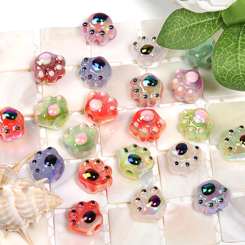 Wholesale 100pcs UV Coated Kitten Claw Acrylic Beads
