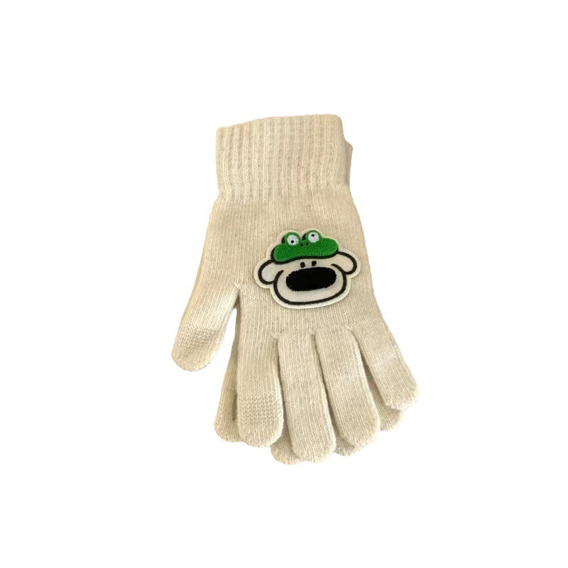 Wholesale Winter Cartoon Cute Five-finger Woolen Warm Cycling Knitted Gloves