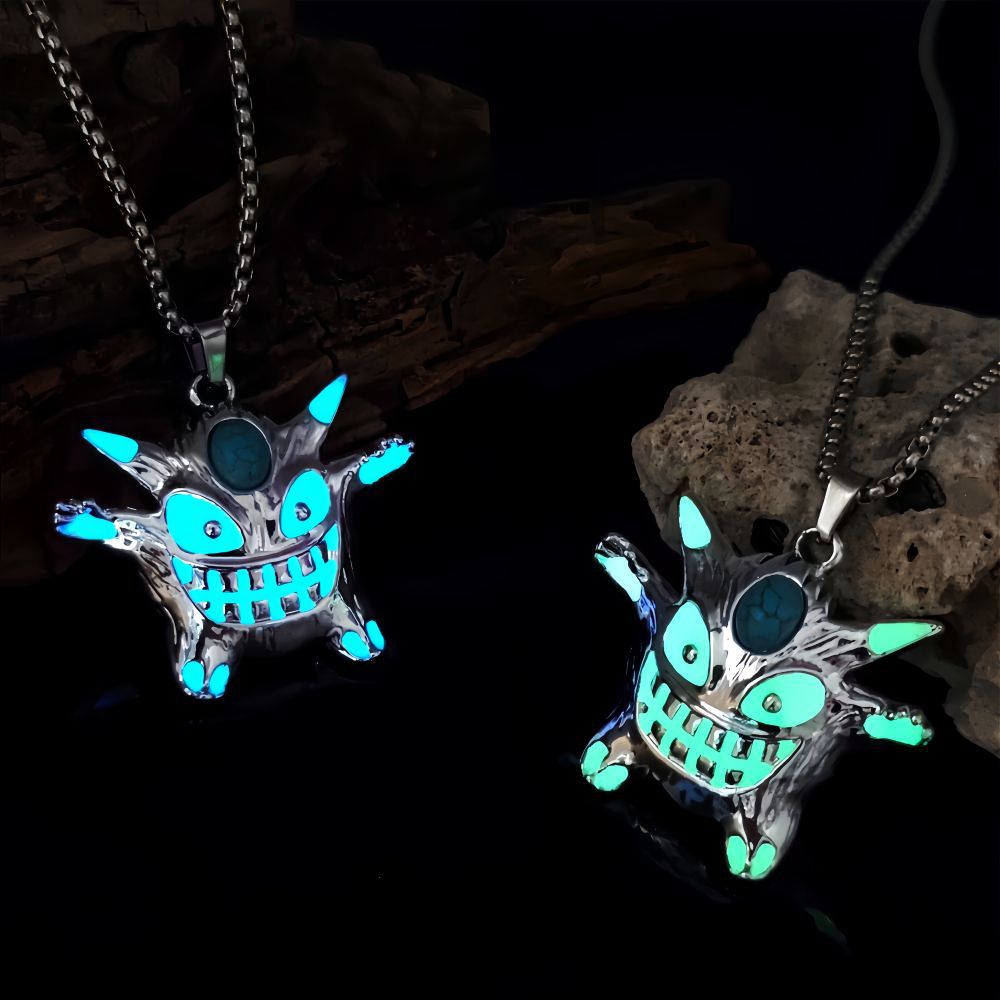 Wholesale  Alloy Electroplating Demon Monster Luminous Halloween Necklace