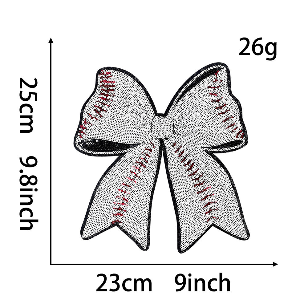 Wholesale Baseball Sequin Bow Patch Trendy DIY Embroidered Applique For ets Jeans Bags Fashion Accessory Boutique Resale